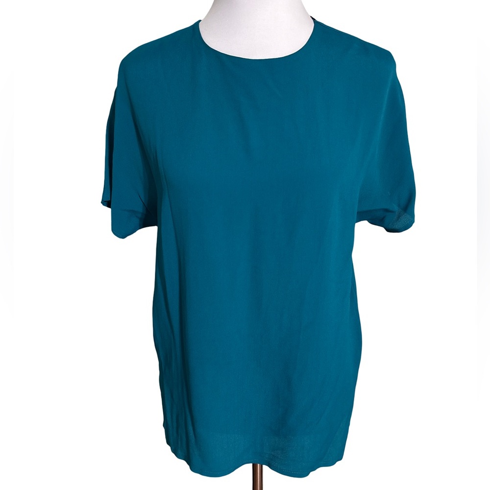 AKF New York Teal Short Sleeve Top Vintage